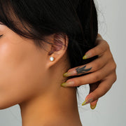 Crown Stud Earrings for Women β 1 Carat CZ, 925 Sterling Silver, 18K Gold Plated on model